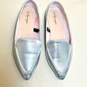 Lily Morgan metallic silver flats with pointed toe 7